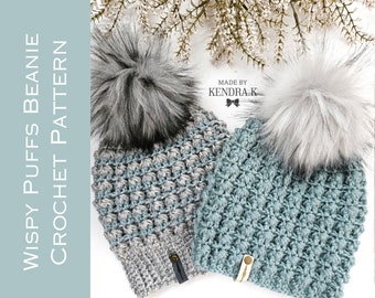 CROCHET PATTERN: Wispy Puffs Beanie - Worsted - PDF File - Crochet Hat Pattern - Crochet Beanie Pattern - Crochet Toque Pattern