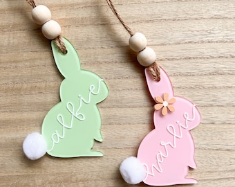 Easter Basket Name Tag Handmade Personalized Bunny