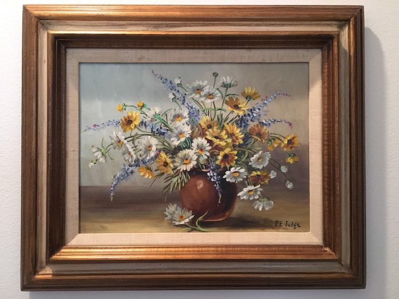 J E Judge Aka Janet Greenleaf Floral Oil on Canvas Framed - Etsy
