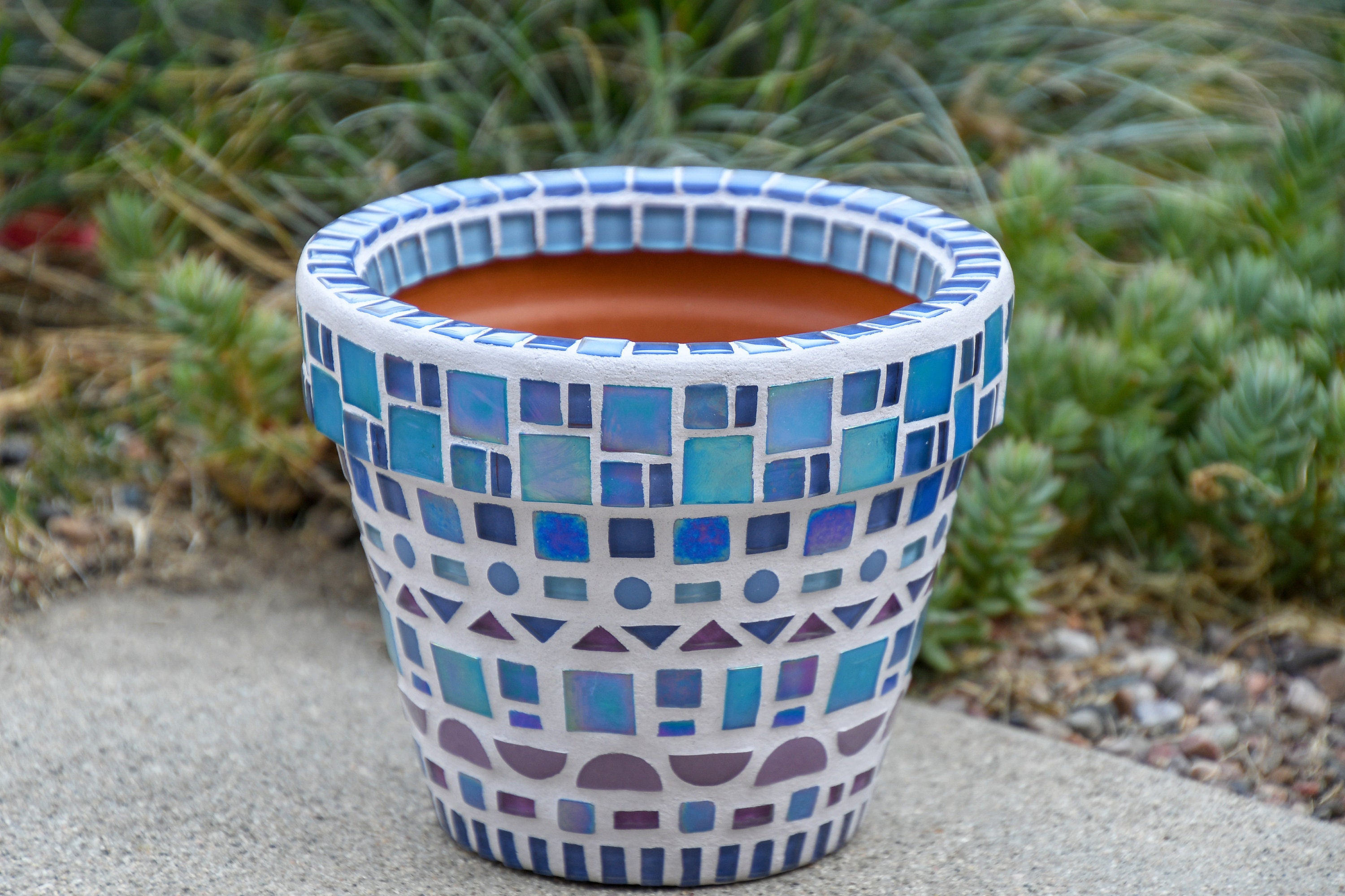 Mosaic Garden Pot Mosaic Flowerpot Mosaic Planter in blue Etsy