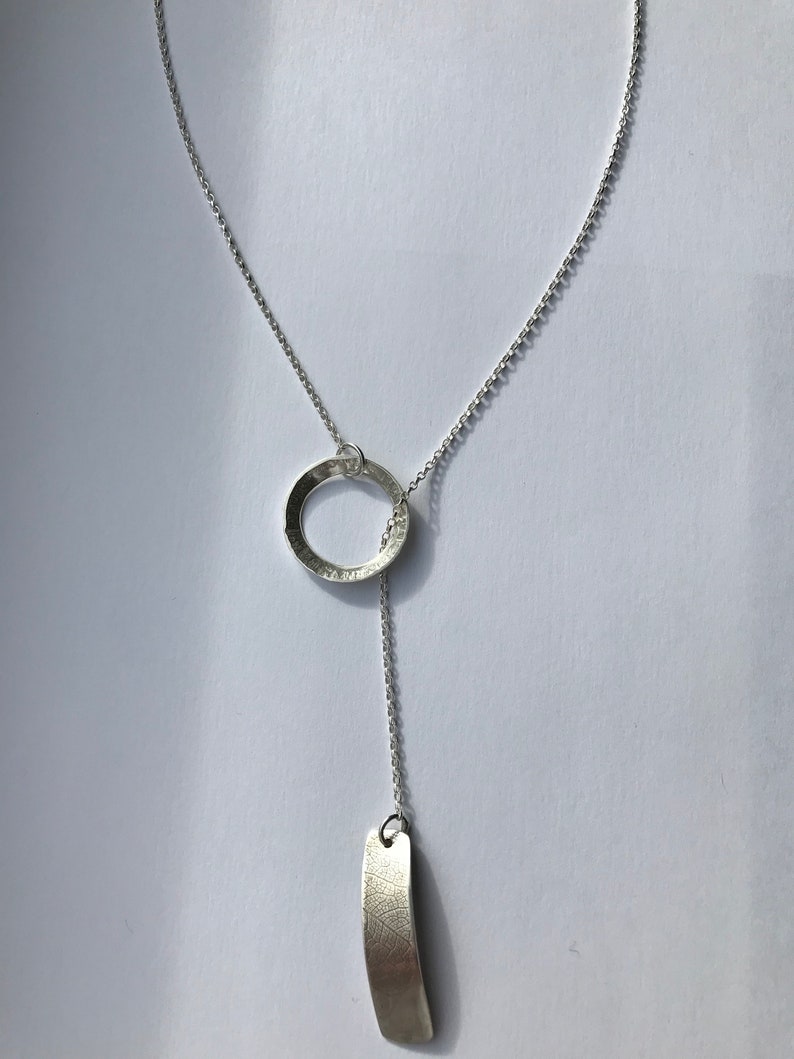 Silver Textured Lariat
