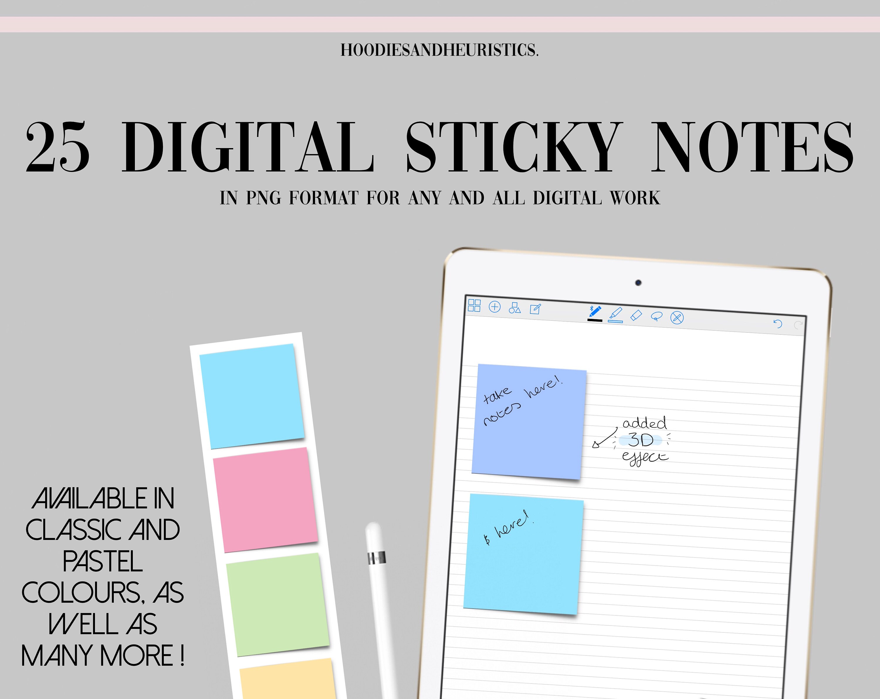 25 Digital Sticky Notes for Goodnotes Notability and Digi Etsy