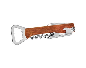 Custom Engraved Bottle Opener, Wine Corkscrew, Pocket Knife Combo