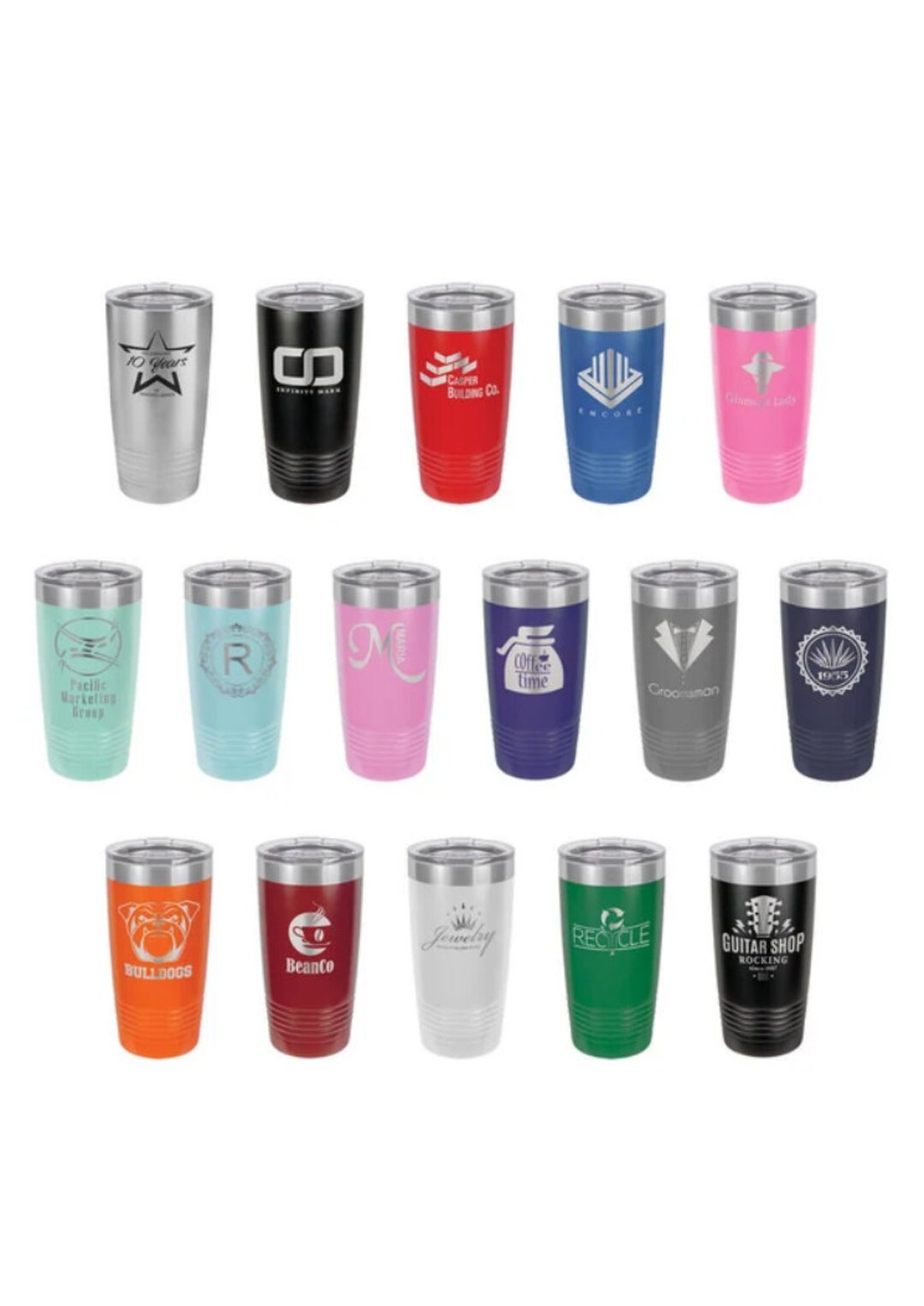 Custom Engraved 20 Oz Tumbler Cup Custom Logos Gift Vacation Holiday
