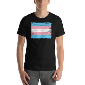 Transgender Pride Flag Shirt Vintage Painted Screenprint