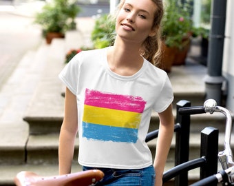Pansexuell Pride Rainbow Flag Crop Top T-shirt