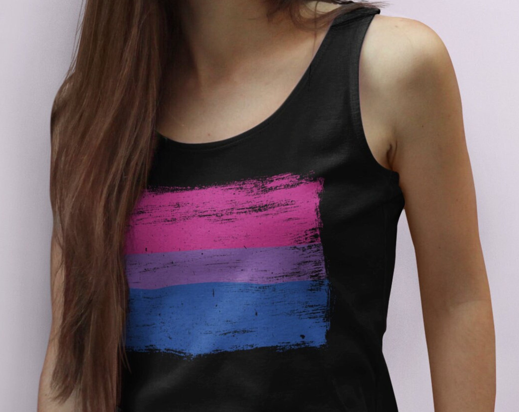 Bisexual Pride Flag Tank Top - Vintage Distressed Painted Flag