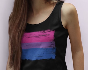 Bisexual Pride Flag Tank Top - Vintage Distressed Painted Flag - Bi Pride - Magenta Purple Blue