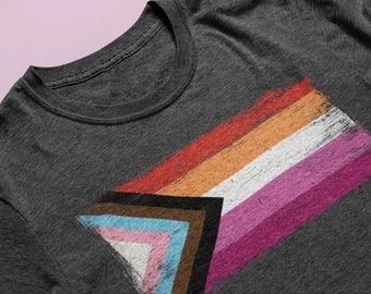 Inclusive Lesbian Pride Flag - Vintage Paint Style - Progress Pride - Transwoman - BIPOC