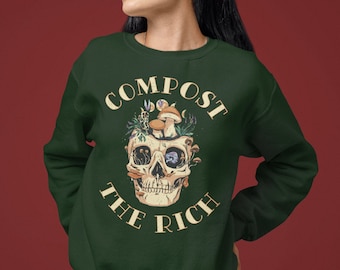 Compost The Rich-sweater – Tattoo Skull & Mushroom Design