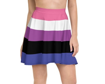 Gender Fluid Pride Flag Skater Skirt - Striped