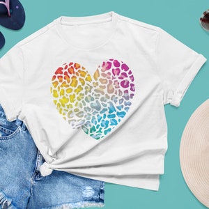 Leopard Print Heart - Rainbow Ombre