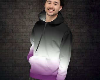 Ombre Hoodie Asexual Pride - Black, Gray, White, Purple - Aro Ace Demisexual