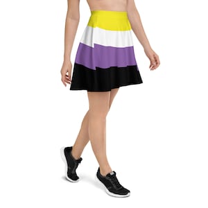 Non-Binary Pride Flag Skater Skirt - Enby Enbies - Striped