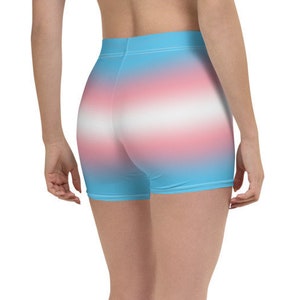 Transgender Pride Flag Ombre Bike Shorts in Blue, Pink, and White