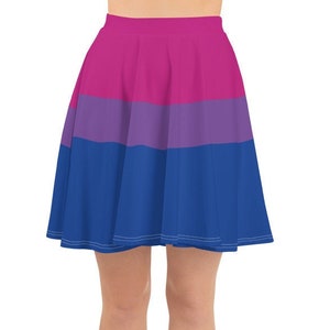 Bisexual Pride Flag Skater Skirt - Stripes Magenta Purple Blue