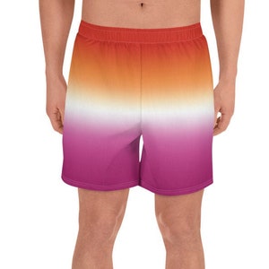 Lesbian Pride Ombre Athletic Shorts - Sunset Flag - Rood, Oranje, Wit, Roze, Magenta
