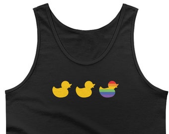 Duck Duck Gay Duck - Pride Tank Top for Minnesotans with Rainbow Duck