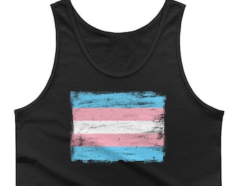 Transgender Pride Flag Tank Top Vintage Painted Style