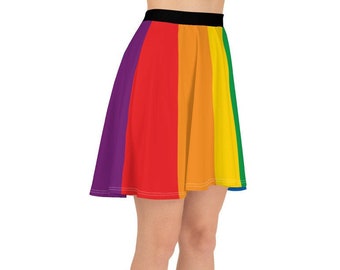 Gay Pride Rainbow Skater Skirt Vertical Stripes
