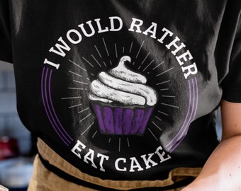 Asexual Pride T-Shirt - I Would Rather Eat Cake - Purple Cupcake