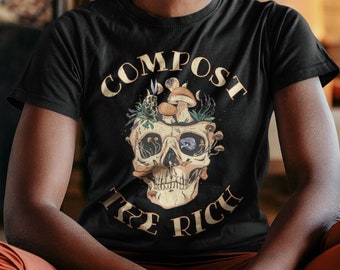 Camisa "Compost The Rich" - Izquierdista - Pro sindicalistas - Los multimillonarios no deberían existir - AOC, Impuestos a los ricos - Tatuaje de calavera con hongo