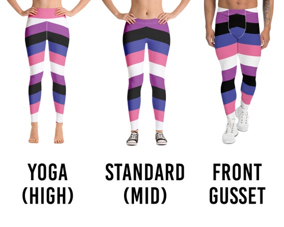 Gender Fluid Pride Flag Leggings Pink White Purple Black Blue