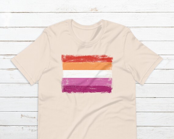 Lesbian Pride Flag T shirt 5 stripe Sunset Vintage Paint Etsy