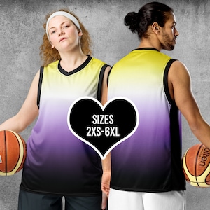 Non-Binary Enby Pride Basketball Jersey - Gradient Ombre Tank Top - Sleeveless Shirt