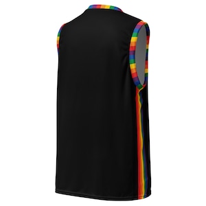 LGBTQIA Pride Flag Basketball Jersey - Inclusive Rainbow BIPOC Transgender Intersex Sleeveless Tank Top // Customize Back Print Name Number