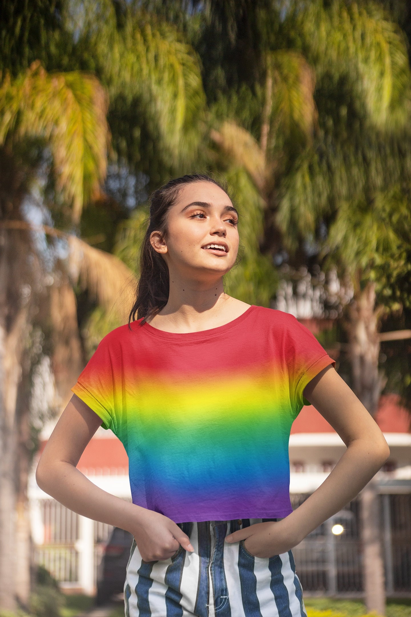 Rainbow Crop Top T-shirt - Gradient Ombre - Etsy