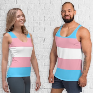 Transgender Pride Flag Tank Top - Masc and Femme Fits - MTF FTM Trans Man Tran Woman Trans NonBinary