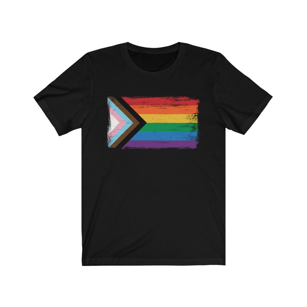 Progress Pride Flag T-shirt - LGBTQ+ BIPOC Rainbow - Gay Pride