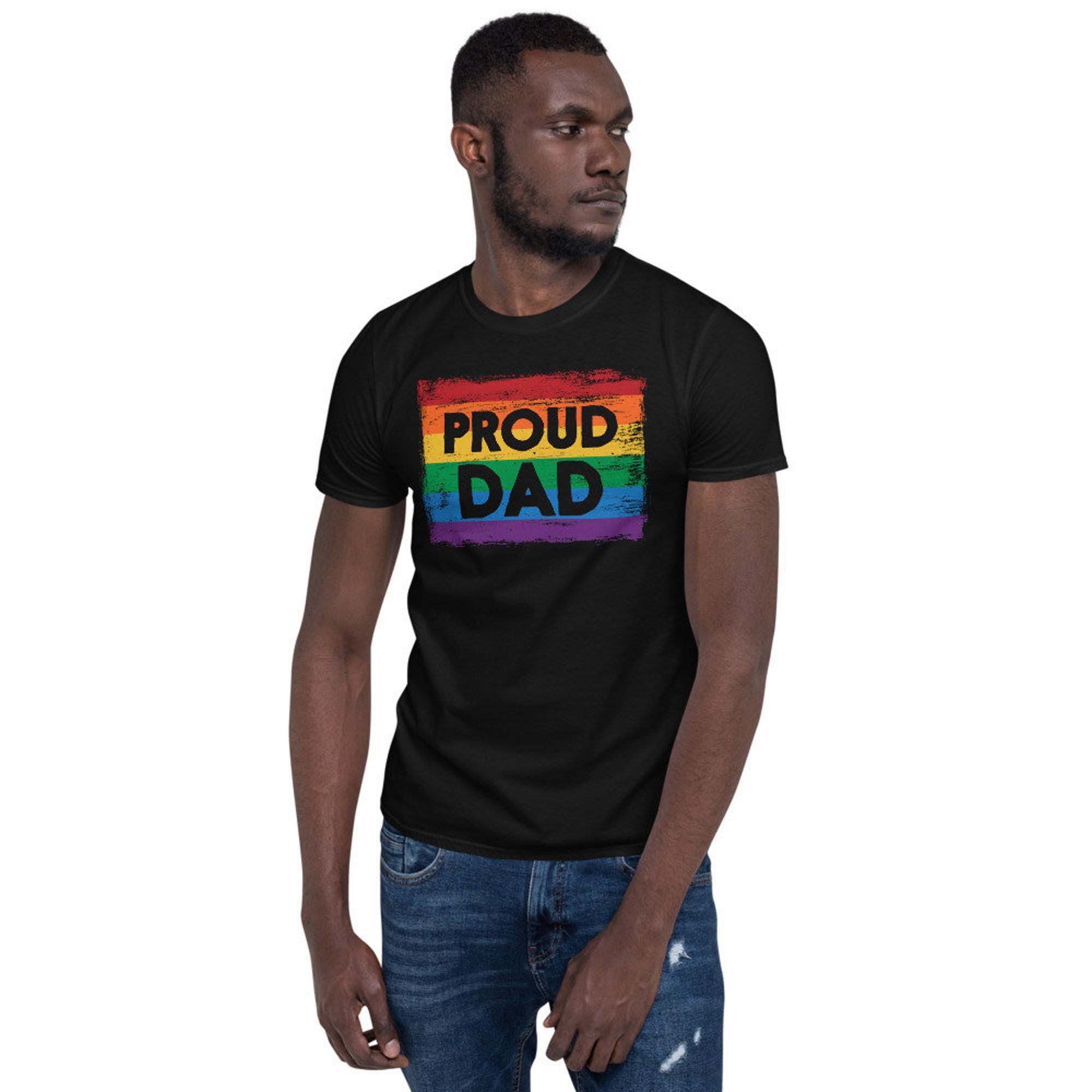 Discover PROUD DAD - Gay Pride Rainbow Flag T-Shirt