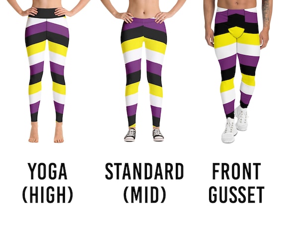 Non-binary Pride Flag Leggings Enby Diagonal Stripes Chevron