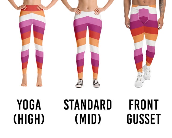 Lesbian Pride Leggings Sunset Flag High Waist Yoga Mid Waist Standard Front  Gusset Custom Gay Pride Stripes Plus Size -  Canada