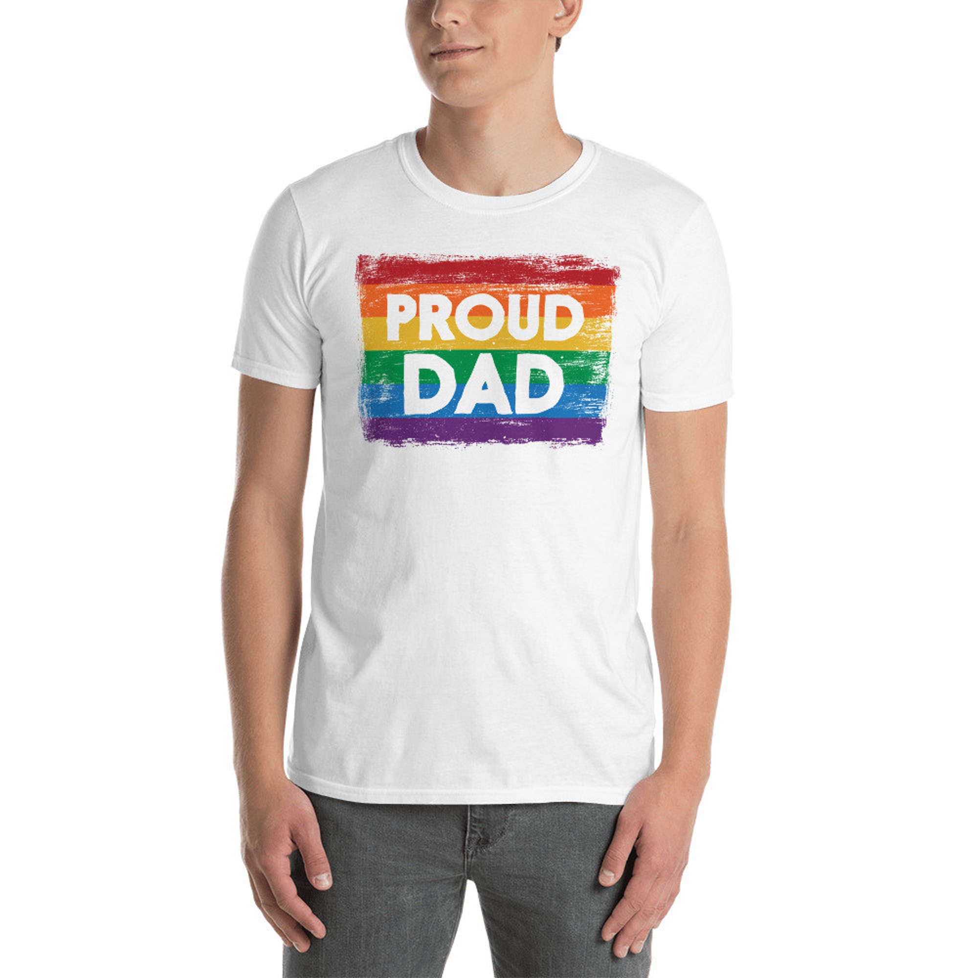 Discover PROUD DAD - Gay Pride Rainbow Flag T-Shirt