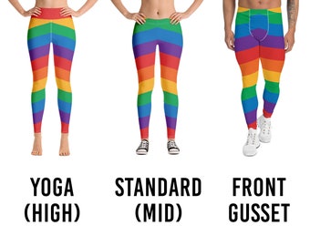 Gay Pride Leggings Rainbow Flag High Waist Yoga Mid Waist