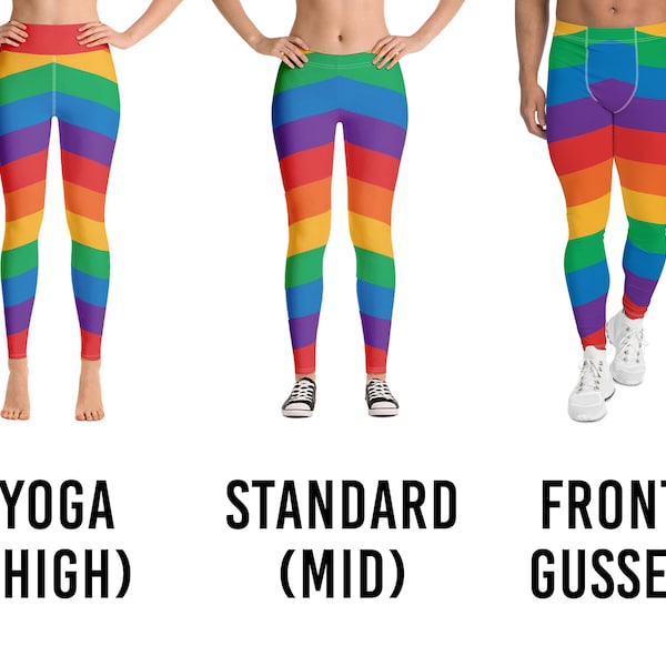 Gay Pride Leggings - Regenboogvlag - High Waist Yoga - Mid Waist Standard - Gusset aan de voorkant - Aangepaste Pride Chevron Diagonale Strepen - Plus Size