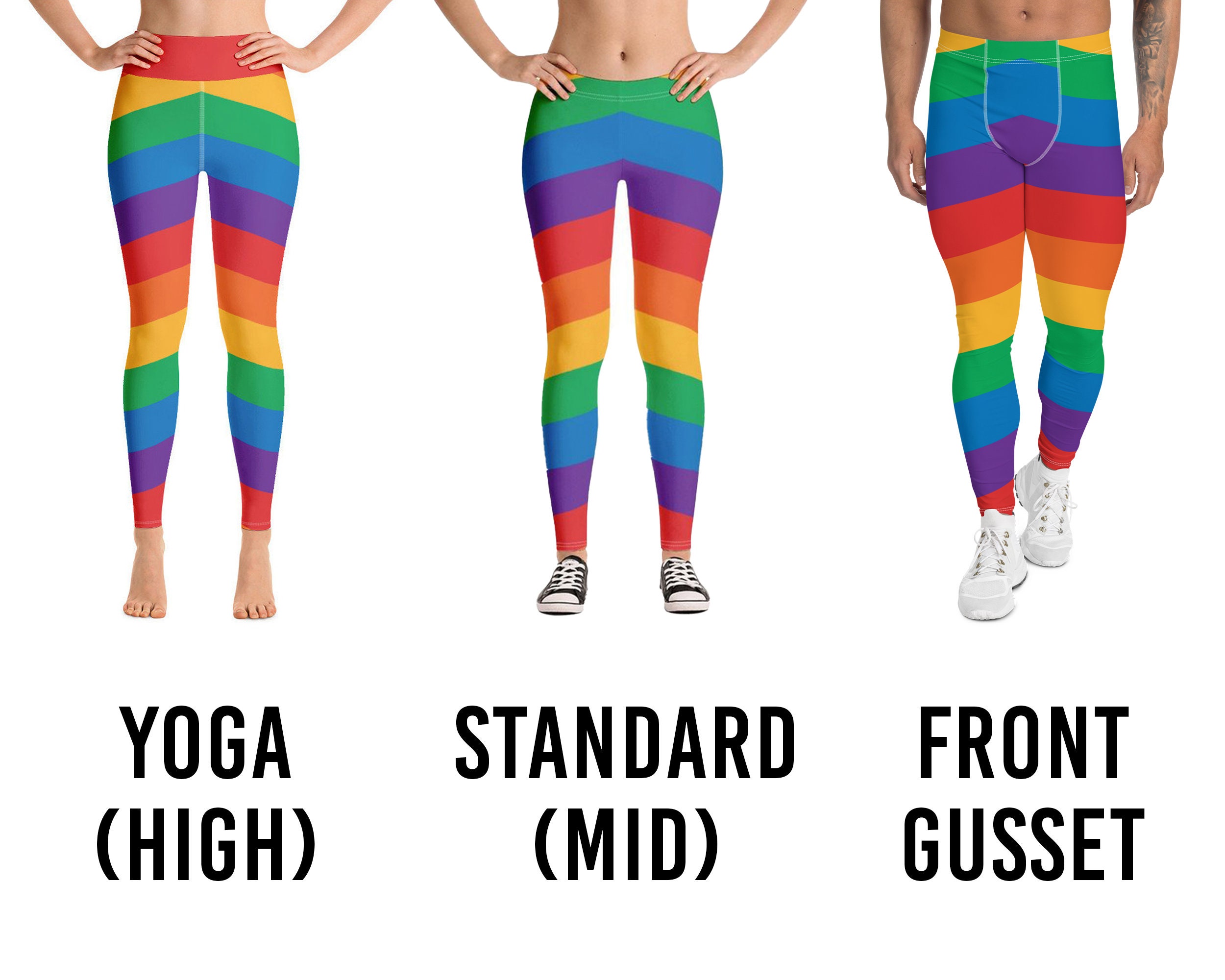 Gay Pride Leggings Rainbow Flag High Waist Yoga Mid Waist Standard Front  Gusset Custom Pride Chevron Diagonal Stripes Plus Size -  Canada