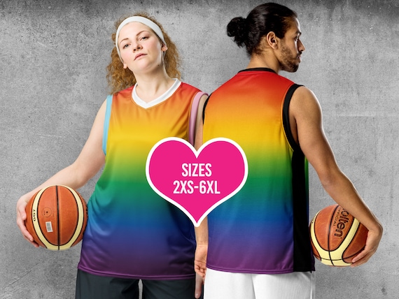 Gay Pride Rainbow Basketball Jersey Débardeur Gradient Ombre Chemise sans  manches - Etsy France