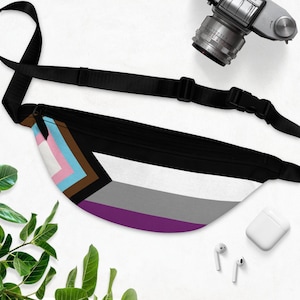 Paquete fanny bandera del orgullo asexual - Renovado Orgullo del Progreso - BIPOC transgénero LGBTQ inclusivo