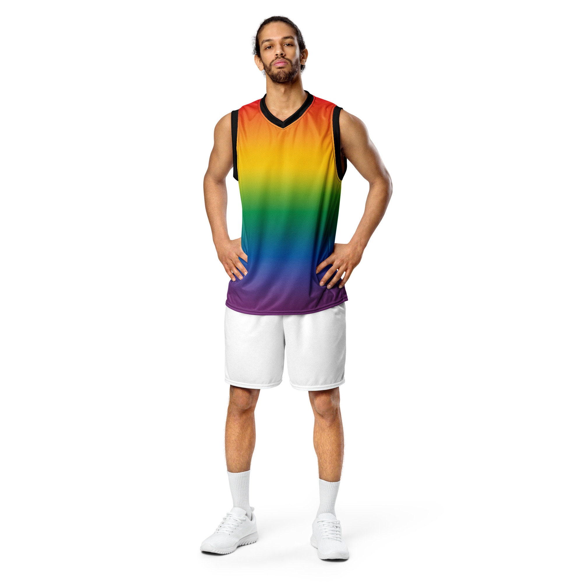 ChangemakerClothing Gay Pride Rainbow Basketball Jersey - Gradient Ombre Tank Top - Sleeveless Shirt