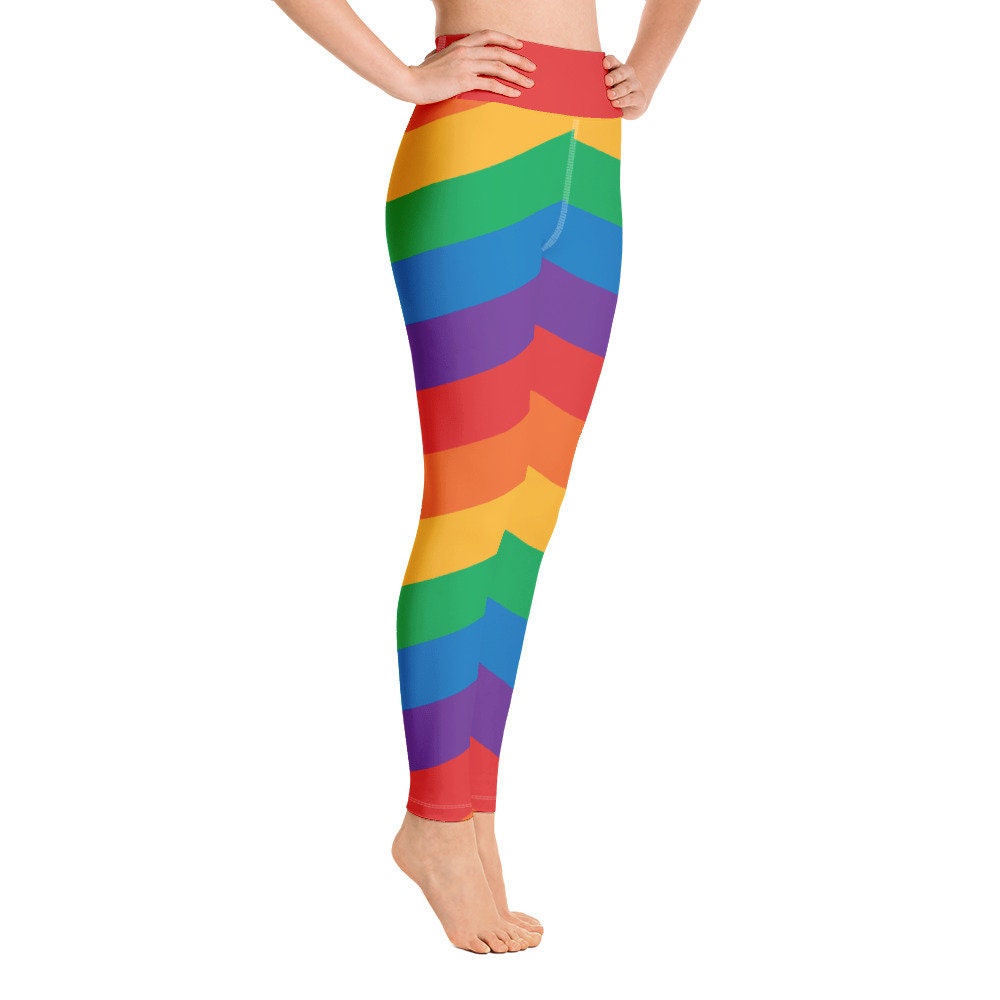 Lesbian Pride Leggings Sunset Flag High Waist Yoga Mid Waist