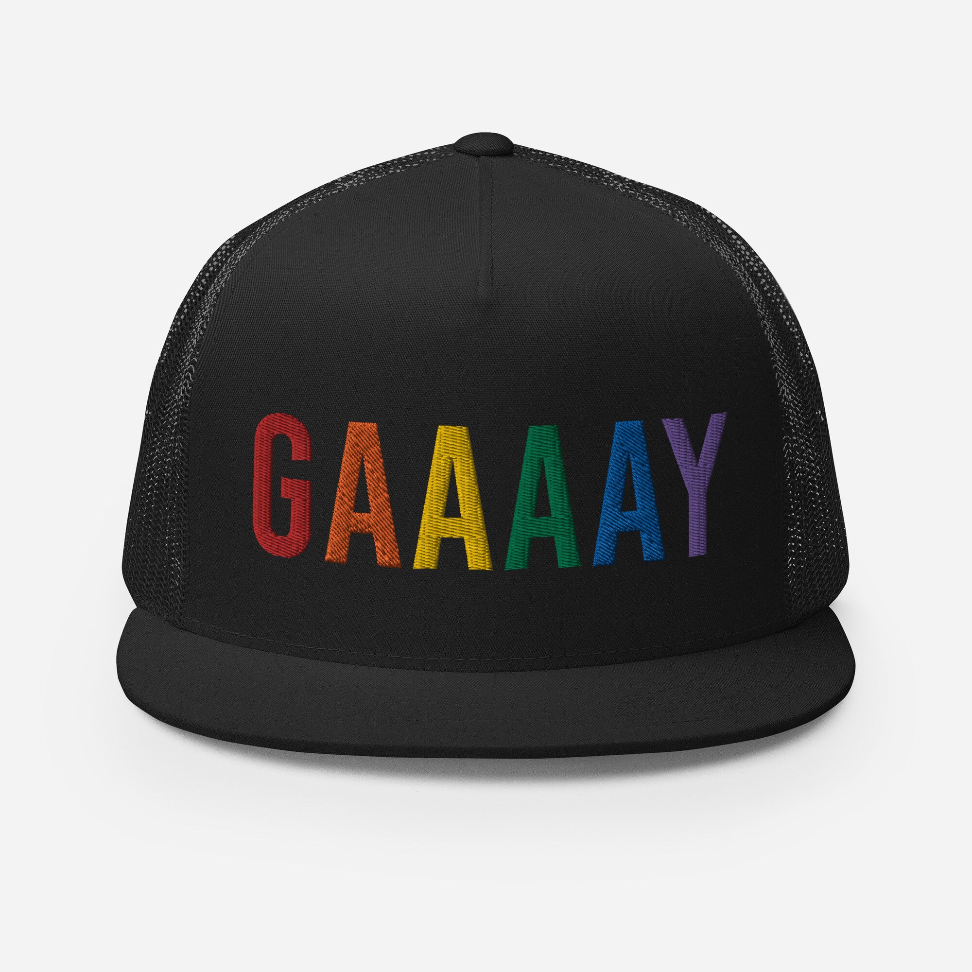 GAAAAY Rainbow Trucker Cap - Gay Pride Snapback Hat - Embroidered - Etsy