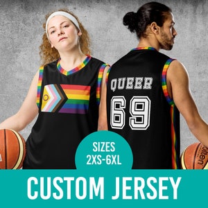 LGBTQIA Pride Flag Basketball Jersey - Inclusive Rainbow BIPOC Transgender Intersex Ärmelloses Tank-Top // Anpassen der Rückseite