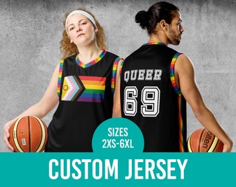 Customizable LGBTQIA Pride Flag Basketball Jersey - Sleeveless Tank Top