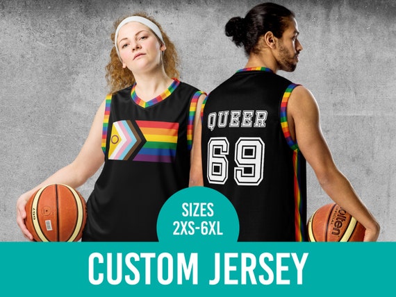 Customizable LGBTQIA Pride Flag Basketball Jersey - Sleeveless Tank Top