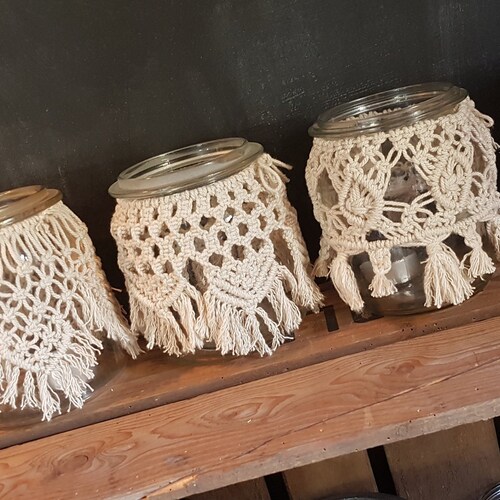 Macrame Jar Candle Holders / Mason Jar Candle Holder / Glass Etsy Canada