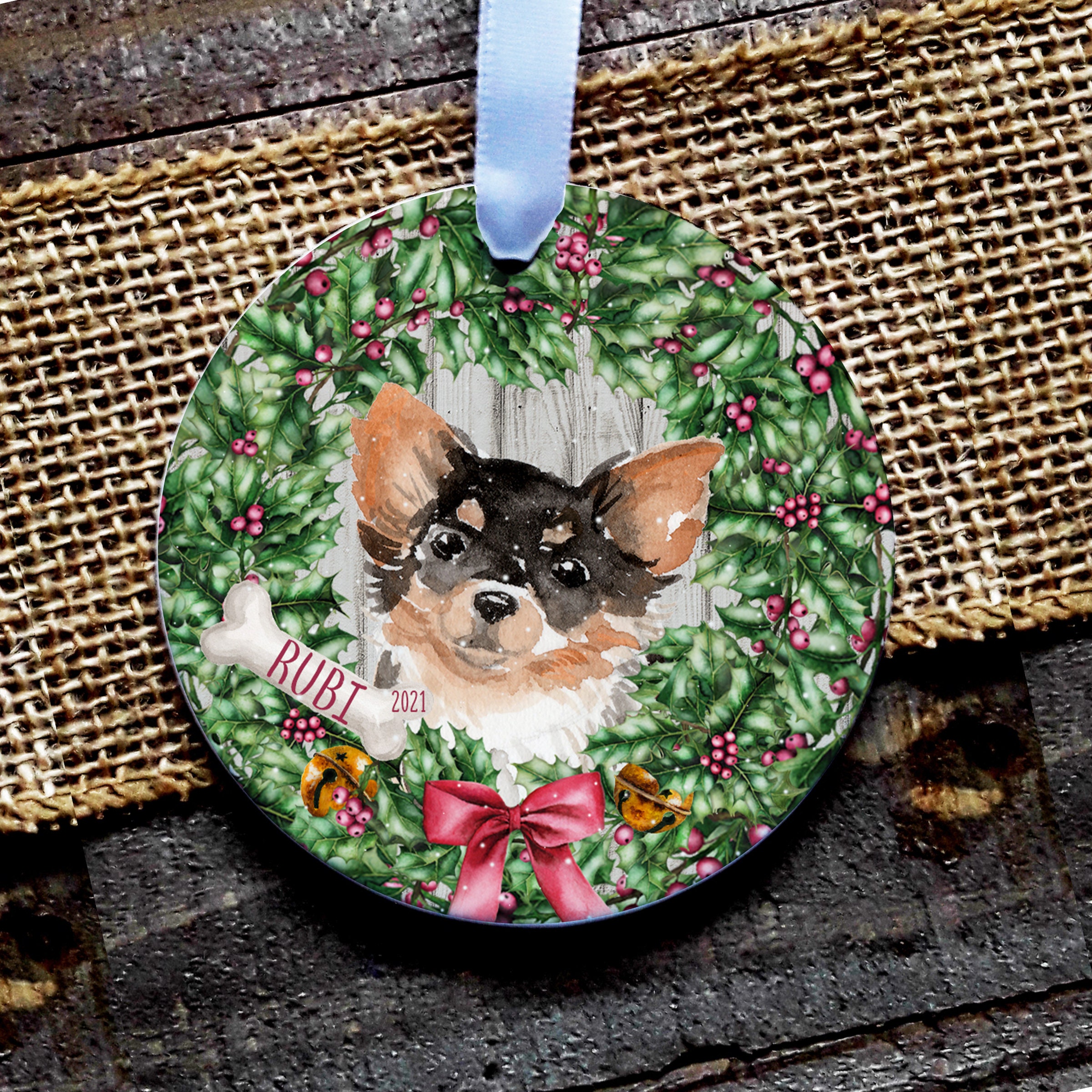 Long Haired Chihuahua Ornament Personalized Dog Christmas Etsy